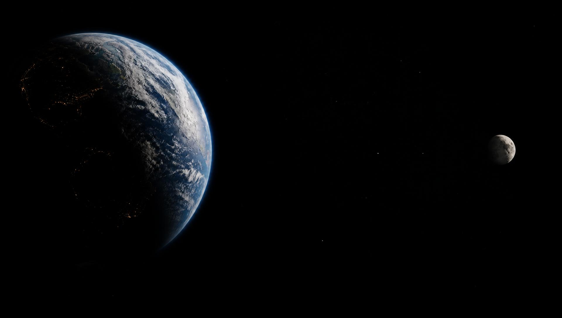Earth and the Moon in deep space, the Moon the first destination in an expanding network